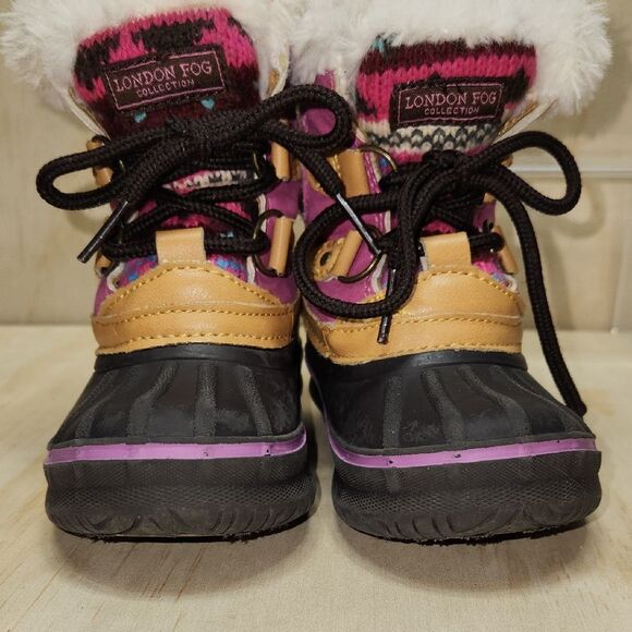 London Fog Pink Tan Black Snow Boots Child Waterproof Winter Boot Girls 6 - Picture 6 of 8
